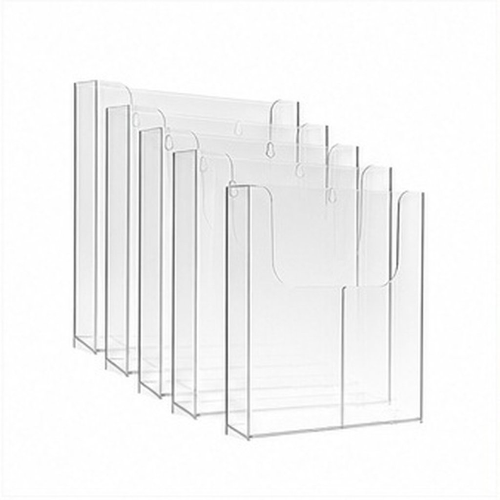 Document Holder Stand - 4 Adet Şeffaf Akrilik Duvar Broşür