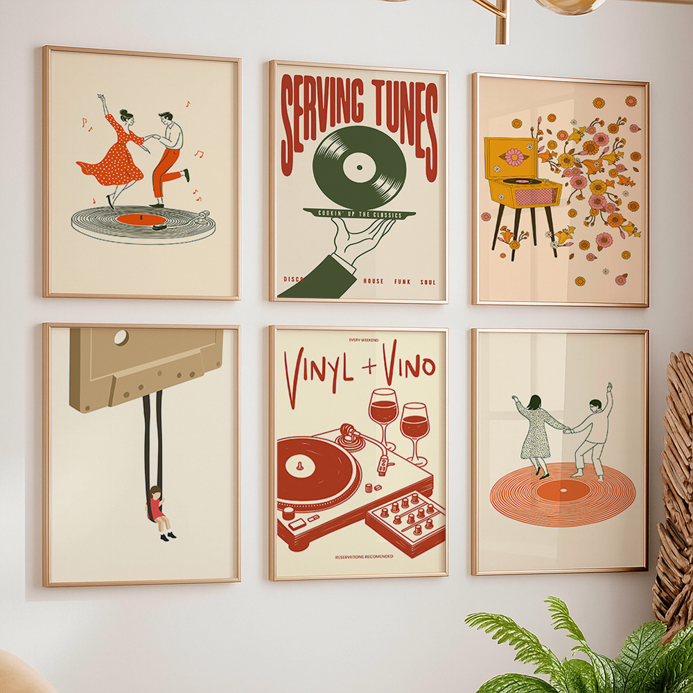 Home Office Or - 1 adet Vintage Müzik Tuval Poster