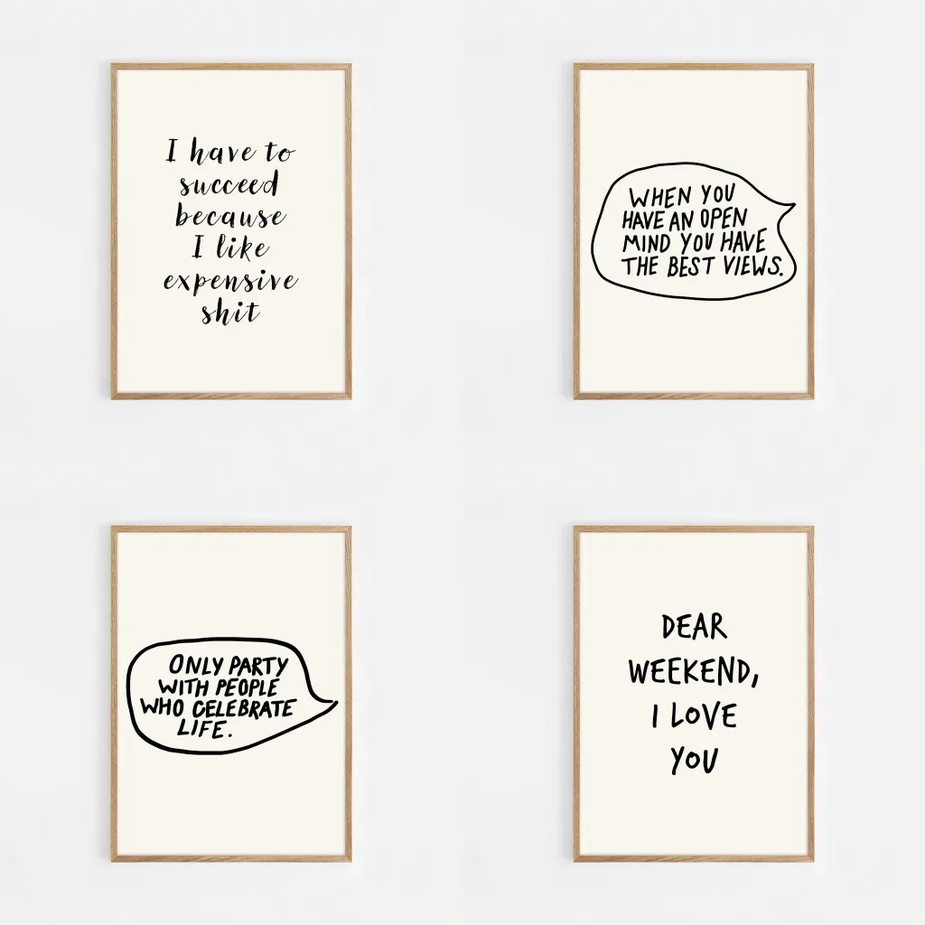 Home Office Room Inspiration - Motivasyon Veren Hedefler, Komik Sözler, Duvar