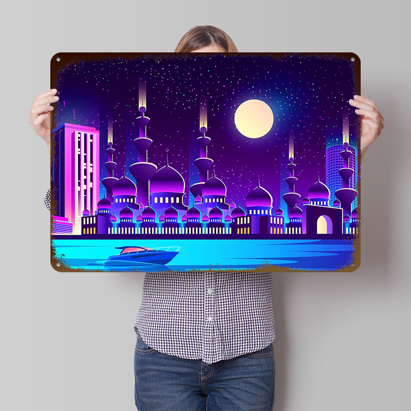 Synthwave Neon Şehir Dubai Met - Home Office Dubai incelemesi ve fiyatı