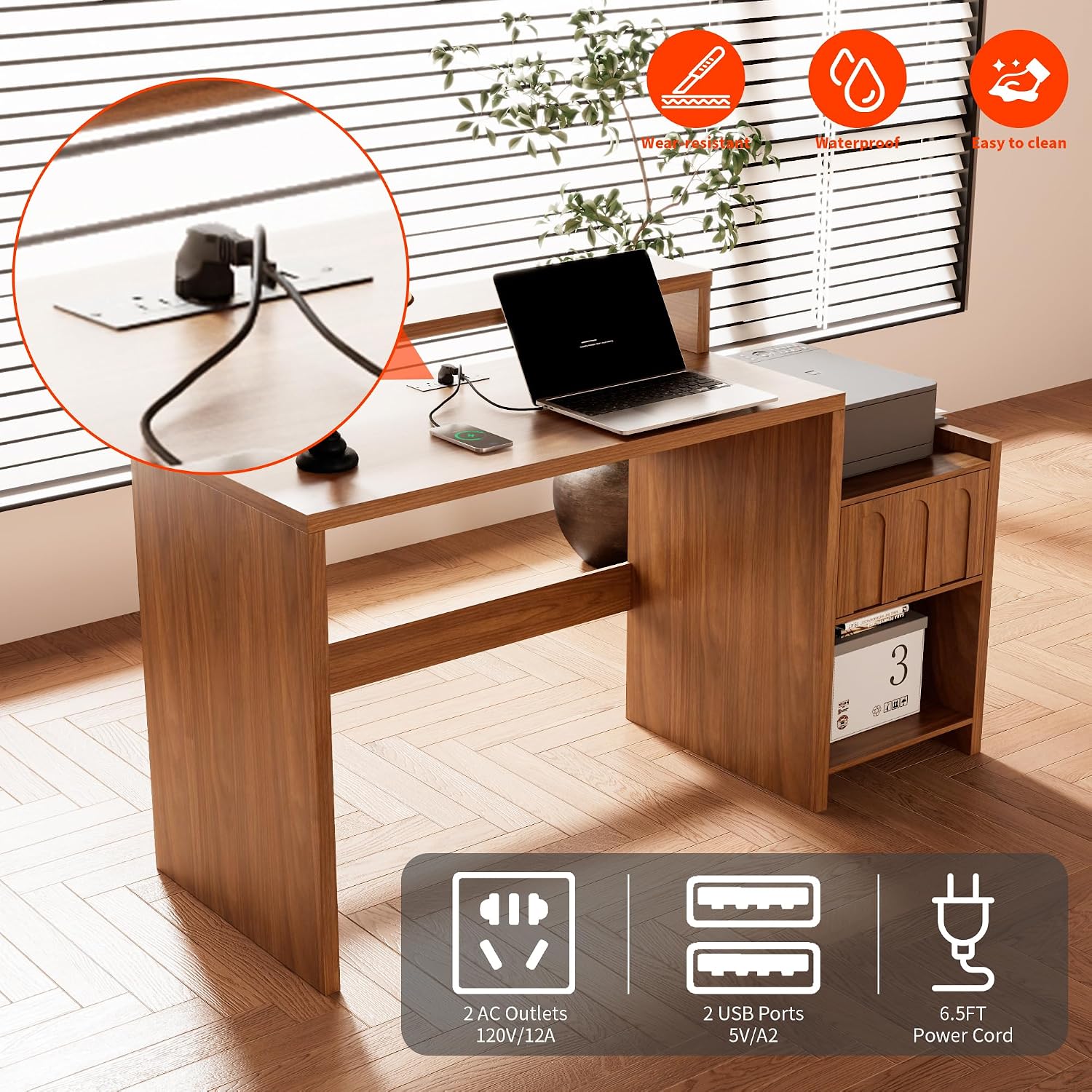 60 İnç Çekmeceli ve Yazıcı Raf - Home Office Work Table incelemesi ve fiyatı