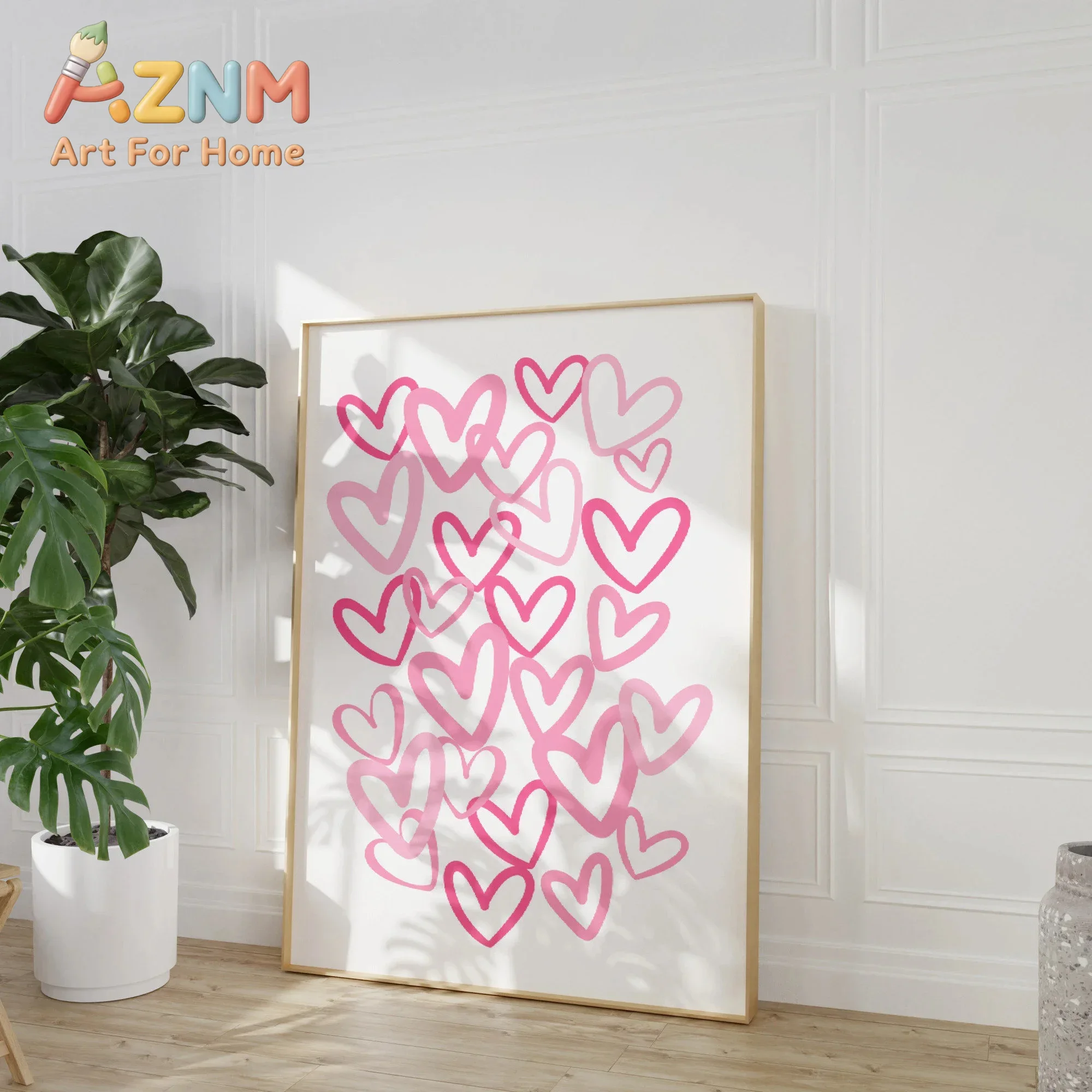 Şık Pembe Kalp Desenli Kanvas  - Home Office Room Inspiration incelemesi ve fiyatı